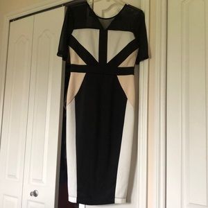 Black, pink, and white dress midi  size S NWOT